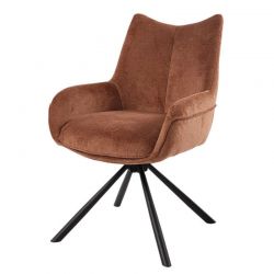 Lot de 2 chaises tournantes avec accoudoirs tissu terracotta Casita KALI