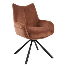 Lot de 2 chaises tournantes avec accoudoirs tissu terracotta Casita KALI