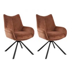 Lot de 2 chaises tournantes avec accoudoirs tissu terracotta Casita KALI