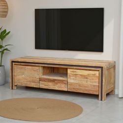 Meuble TV teck recyclé massif 160cm KAYOA Casita 1 tiroir