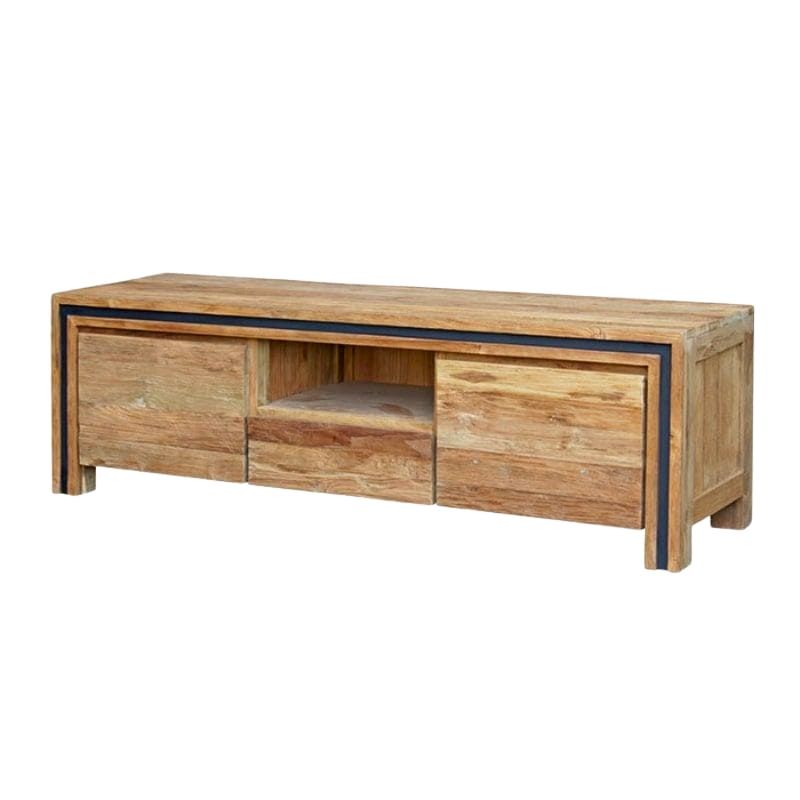 Meuble TV teck recyclé massif 160cm KAYOA Casita 1 tiroir