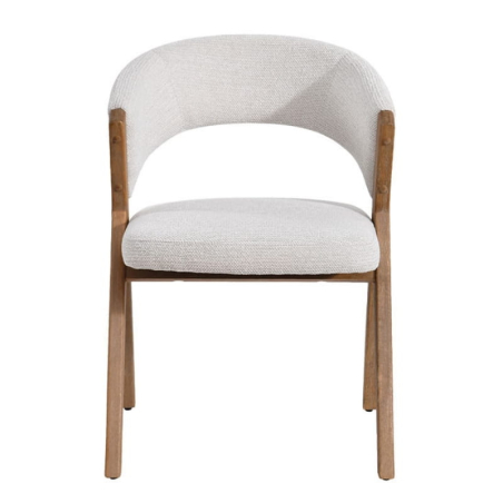 Lot de chaises salle à manger bois et tissu écru accoudoirs KYARA Casita