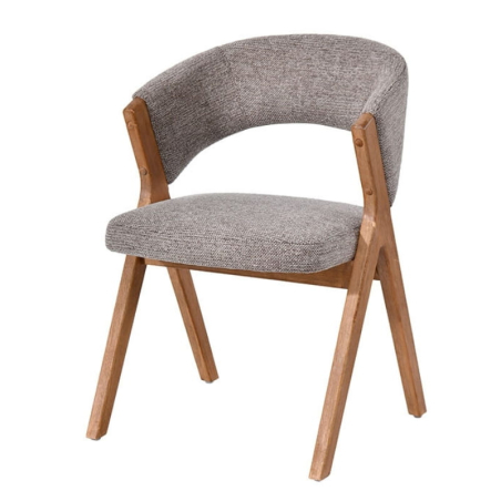 Lot de chaises salle à manger bois et tissu taupe accoudoirs KYARA Casita