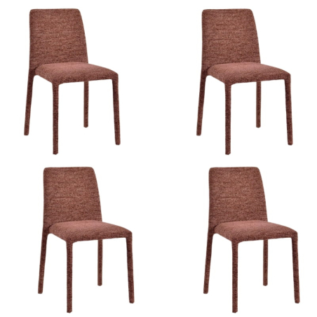 Lot de 4 chaises empilables confortables en tissu bordeau OTTO Casita