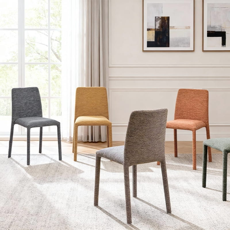 Lot de 4 chaises empilables confortables en tissu vert OTTO Casita