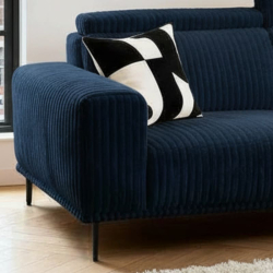 Canapé velours côtelé bleu doux UTSUN Sofacasa avec têtières