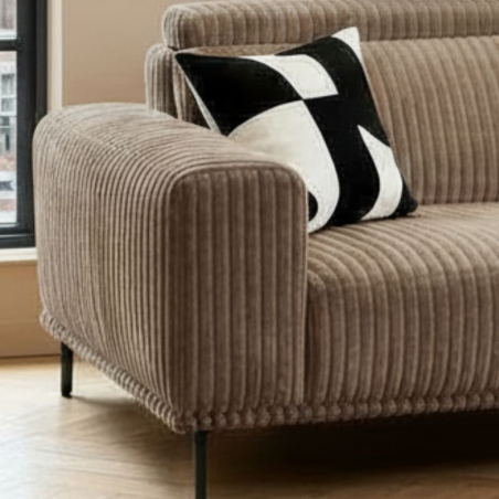 Canapé velours côtelé camel doux UTSUN Sofacasa avec têtières