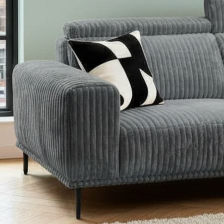 Canapé velours côtelé gris doux UTSUN Sofacasa avec têtières