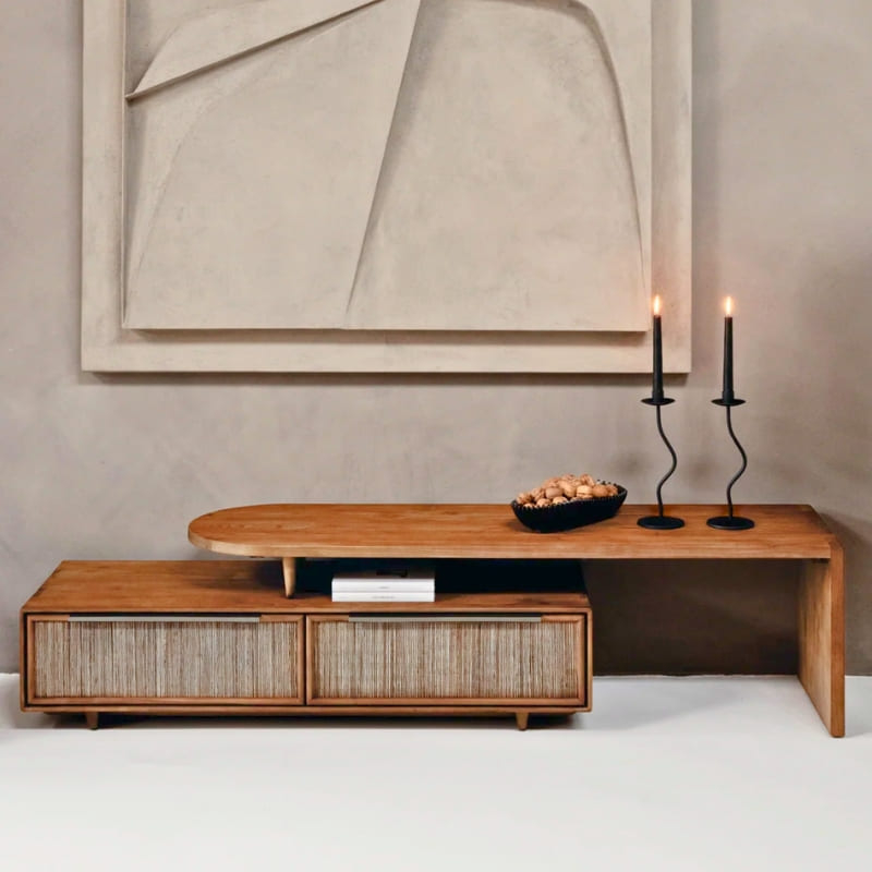 Meuble TV cannage et teck extensible design GRACE d-bodhi 160cm