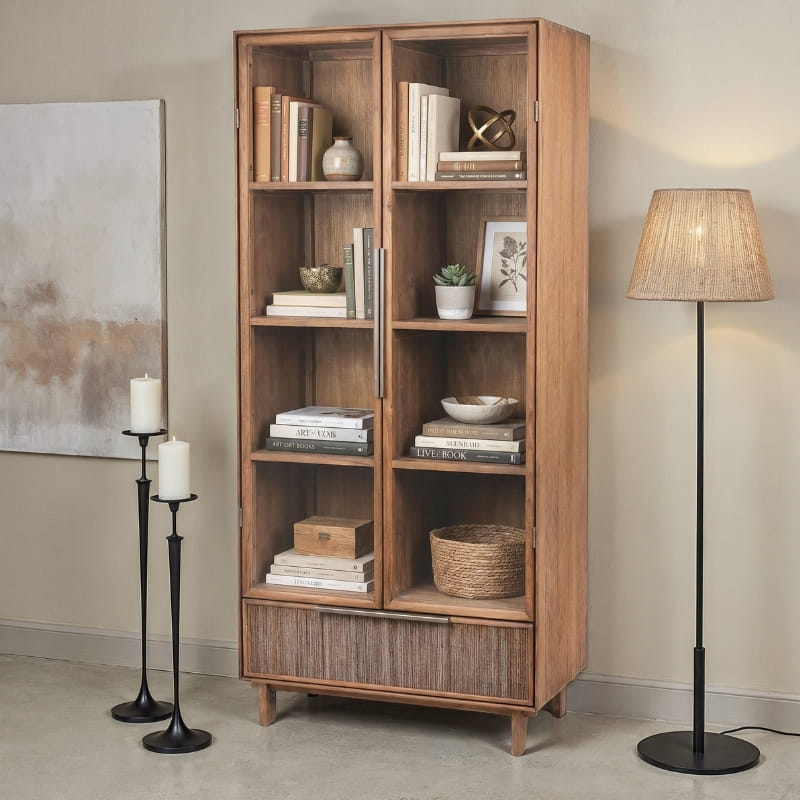 Vitrine cannage te teck recyclé massif GRACE d-bodhi 90cm