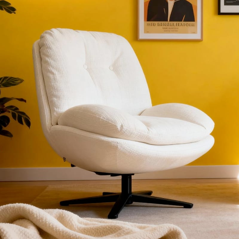 Fauteuil relaxant pivotant tissu blanc écru PANAMA Casita