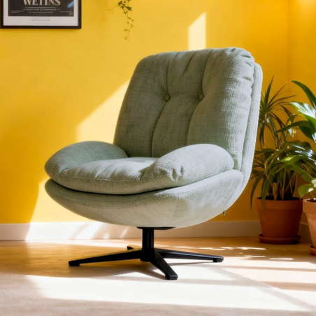 Fauteuil relaxant pivotant tissu vert PANAMA Casita