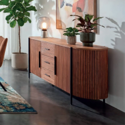 Buffet arrondi en bois exotique lamelles 200cm Casita TROMS