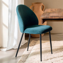 Lot de 2 chaises velours côtelé bleu pétrole 60cm Casita BELLOT