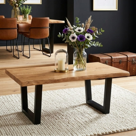 Table basse teck massif recyclé bords naturels 115cm LASIA Casita