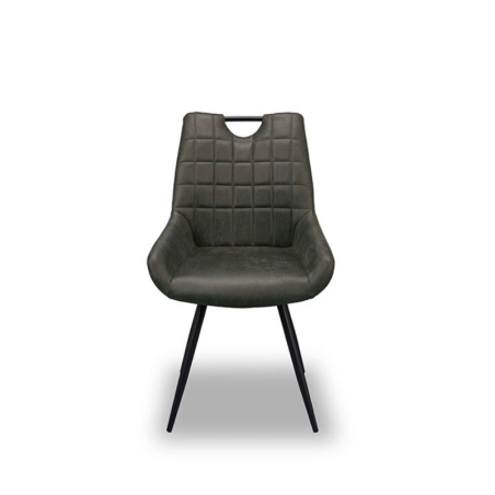 2 Chaises micofibre gris Dina avec pieds métal noir et poignée Casita