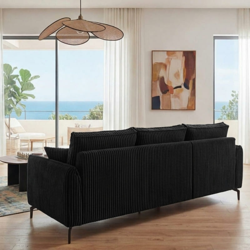 Canapé d'angle velours côtelé anthracite retour gauche FALSTER Sofacasa