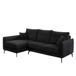 Canapé d'angle velours côtelé anthracite retour gauche FALSTER Sofacasa