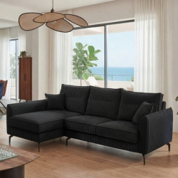 Canapé d'angle velours côtelé anthracite retour gauche FALSTER Sofacasa