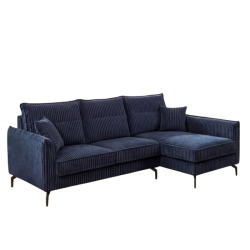 Canapé d'angle velours côtelé bleu retour droit FALSTER Sofacasa