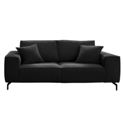 Canapé 3 places velours côtelé doux anthracite 214cm PUEBLO Sofacasa