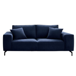 Canapé 3 places velours côtelé doux bleu214cm PUEBLO Sofacasa
