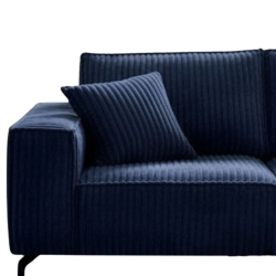 Canapé 3 places velours côtelé doux bleu214cm PUEBLO Sofacasa