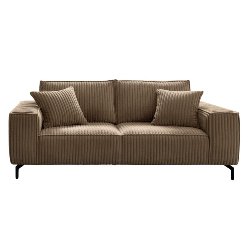 Canapé 3 places velours côtelé doux camel 214cm PUEBLO Sofacasa