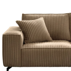 Canapé 3 places velours côtelé doux camel 214cm PUEBLO Sofacasa
