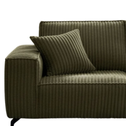 Canapé 3 places velours côtelé doux kaki 214cm PUEBLO Sofacasa