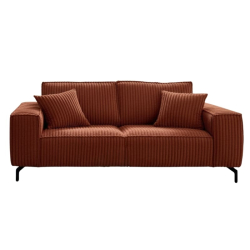 Canapé 3 places velours côtelé doux terracotta 214cm PUEBLO Sofacasa