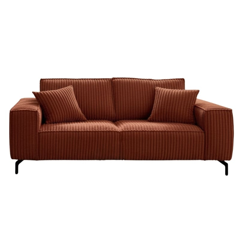 Canapé 3 places velours côtelé doux terracotta 214cm PUEBLO Sofacasa