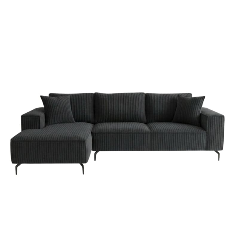 Canapé d'angle velours côtelé doux anthracite retour droit PUEBLO Sofacasa