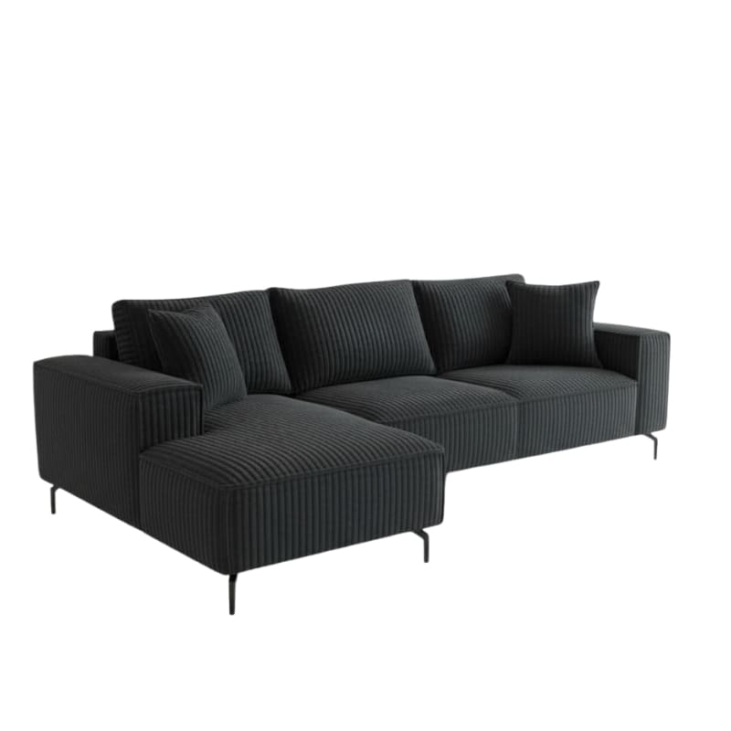 Canapé d'angle velours côtelé doux anthracite retour gauche PUEBLO Sofacasa