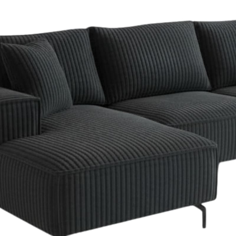 Canapé d'angle velours côtelé doux anthracite retour gauche PUEBLO Sofacasa