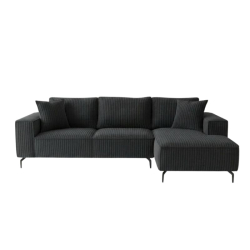 Canapé d'angle velours côtelé doux anthracite retour gauche PUEBLO Sofacasa