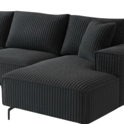 Canapé d'angle velours côtelé doux anthracite retour droit PUEBLO Sofacasa