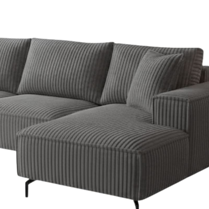 Canapé d'angle velours côtelé doux gris retour droit PUEBLO Sofacasa