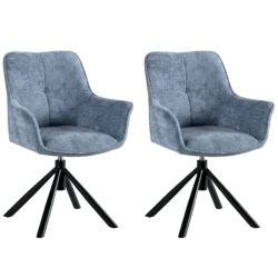 Lot de 2 chaises tournantes en tissu bleu Casita EWING
