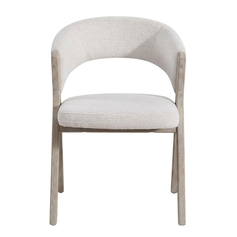 Lot de chaises salle à manger bois et tissu écru accoudoirs KYARA Casita