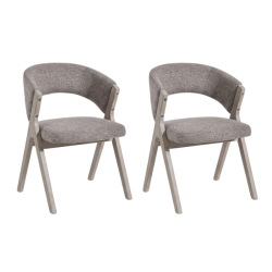 Lot de chaises salle à manger bois et tissu taupe accoudoirs KYARA Casita
