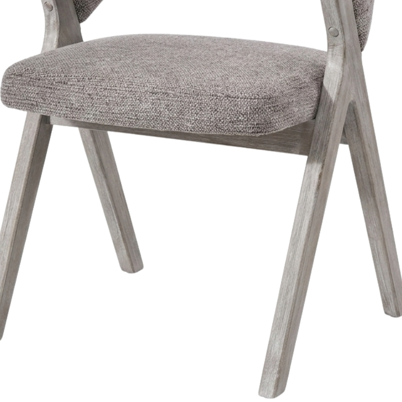 Lot de chaises salle à manger bois et tissu taupe accoudoirs KYARA Casita