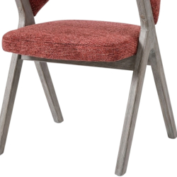 Lot de chaises salle à manger bois et tissu rouille accoudoirs KYARA Casita