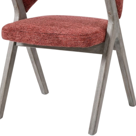 Lot de chaises salle à manger bois et tissu rouille accoudoirs KYARA Casita
