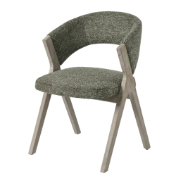 Lot de chaises salle à manger bois et tissu vert accoudoirs KYARA Casita