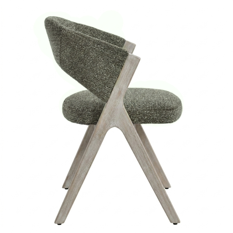 Lot de chaises salle à manger bois et tissu vert accoudoirs KYARA Casita