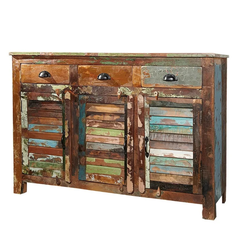 Buffet bois recyclé multicolore JAKARTA 125cm 3 portes