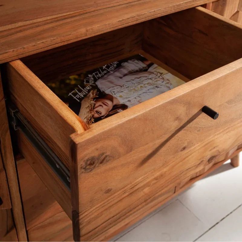 Buffet acacia massif 3 tiroirs MYSTIC LIVING 145cm