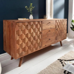 Buffet acacia massif 3 tiroirs MYSTIC LIVING 145cm