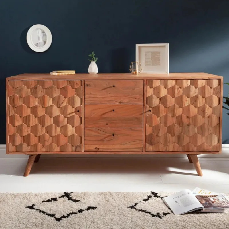 Buffet acacia massif 3 tiroirs MYSTIC LIVING 145cm
